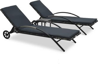 vidaXL Tumbonas Con Mesa De Polirat&aacute;n Color Antracita Vidaxl