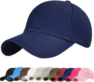 Heekpek Baseball Cap Messy Bun Ponytail Half Mesh Adjustable Cap Hat Unisex Polo Style Classic Sports Casual Plain Summer Sun Hat Peaked Cap (Navy)