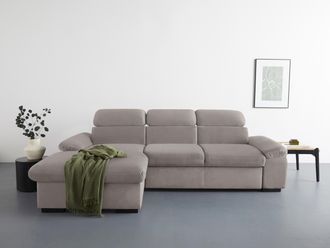 Cotta Ecksofa »Lola L-Form mit Kopfteilfunktion & Hocker« wahlweise mit Bettfunktion, Bettkasten & Armteilverstellung