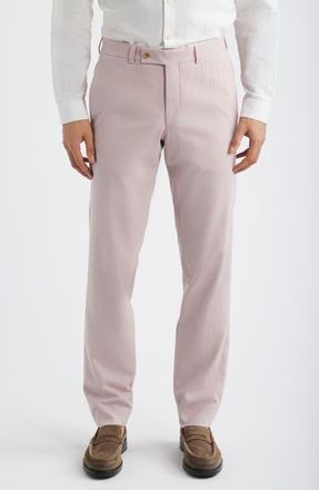 Jack Victor Piero Flat Front Stretch Cotton & Wool Pants in Salmon at Nordstrom, Size 33