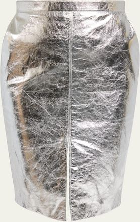 Saint Laurent Metallic Leather Pencil Skirt