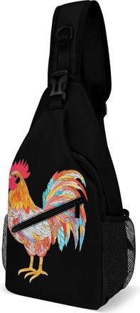 Generic Rooster Art Unisex Shoulder Bags Casual Crossbody Chest Bag Sling Backpack for Hiking Cycling Travel