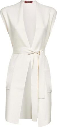 Max Mara Jassen, Dames, Wit, L, Linnen, Witte Linnen-Gebreide Trui met Riem