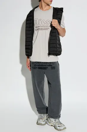 Diesel Hooded Vest W-TEMPLE, Mens, Black