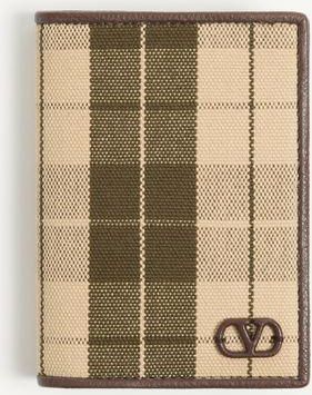 Valentino Garavani Portacarte VLogo Signature in tessuto check Uomo VERDE/BEIGE UNI