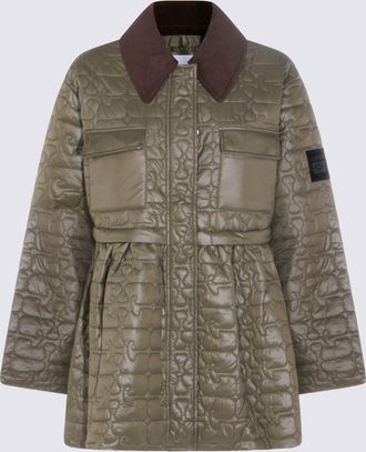 Ganni Green Nylon Down Jacket