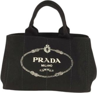 Prada Pre-owned Tote Bags, female, Black, Size: ONE SIZE Pre-owned Vintage Fabric Tote Bag