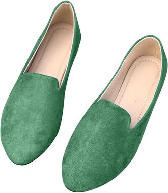 Generic Loafers for Women Slip On Casual Flat Shoes Solid Color Comfortable Lightweight Versatile Stylish Classic Walking Shoes Work Office Leisure Green