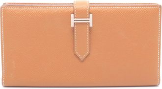Herm&egrave;s Brown Gold Brown Epsom Leather Long Wallet (Bi-Fold) (Pre-Owned)