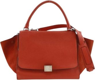 Celine Pre-owned Trapeze Medium Leren Handtas - Dames - Vintage Handtas - Rood - ONE Size - Leer - Vintage