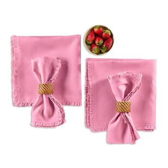 Solino Home Linen Dinner Napkins - Juliette Ruffle, 20 x 20 in Flamingo Pink at Nordstrom, Size Large