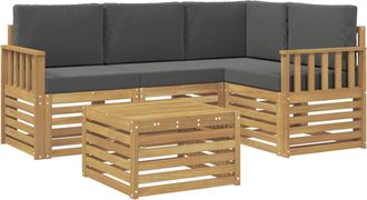 vidaXL Conjunto De Sof&aacute;s De Exterior 5 Uds. Blanco Y Antracita Vidaxl