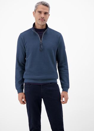 Lerros Sweatshirt LERROS Troyer in hochwertiger Sweatqualit&auml;t, Herren, Gr. XXL, storm blau, 90% Baumwolle, 10% Polyester, Sweatshirts Sweatshirt, Hochwertige