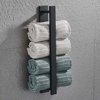 OEM Toallero Autoadhesivo Crezuo De 40 Cm Para Ba&ntilde;o Y Cocina, Acero Inoxidable, No Requiere Taladrar, Colgador Negro (toalla No Incluida)