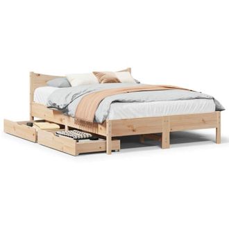 vidaXL Estructura De Cama Con Cajones Madera Maciza De Pino 160x200 Cm Vidaxl