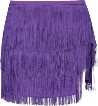 Pinko Las Palmas Gonna Frange + Crepe Stretch Rok - Dames - Korte rokken - Paars - S - Polyester - Rokken
