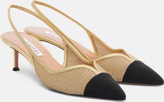 Aquazzura Gia 50 mesh slingback pumps
