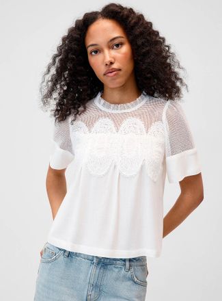 Twik Womens Lace and mesh babydoll T-shirt