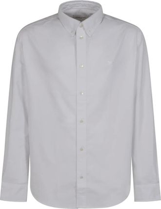 Maison Kitsun&eacute; Overhemden, Heren, Wit, L, Katoen, Profile Fox Button Down Shirt Seasonal