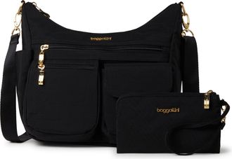 Baggallini Womens Modern Everywhere Hobo Crossbody Bag with Wristlet