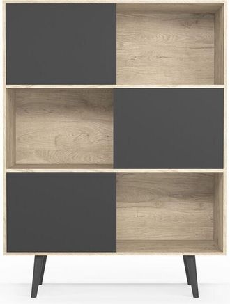 HERDASA Librer&iacute;a, Aparador De La Colecci&oacute;n Nordic (881), En Melamina Con Pies De Madera De Haya. Roble-grafito
