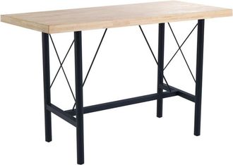 Mathi Design Mesa alta de madera y acero negro de estilo industrial