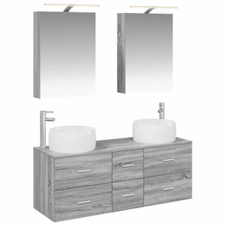 vidaXL Juego De Muebles De Ba&ntilde;o 5 Pcs Sonoma Gris Vidaxl