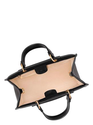 Longchamp Black Handbag With Embossed Logo On The Front And Adjustable And Removable Shoulder Strap In Leather Woman