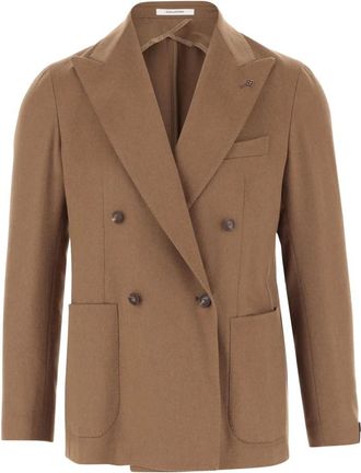 Tagliatore Camel Wool Double-Breasted Jacket - Heren - Blazers - Bruin - 2XL - Wol - Jassen