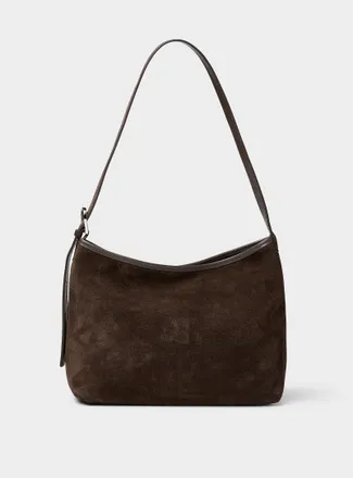 Simons Womens Belt-handle suede crossbody bag Exclusive collection from Italy