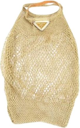 Prada Pre-owned Tote Bags, female, Beige, Size: ONE SIZE Pre-owned Mesh Tote Bag