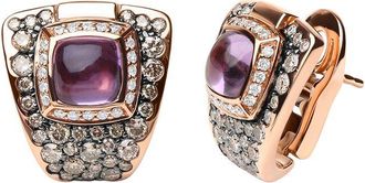 House of Brilliance Haus Of Brilliance 18K Rose Gold 4.00 Ct. Tw. Diamond & Amethyst Clip-Ons Earring