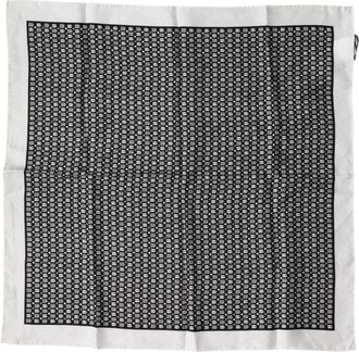 Dolce & Gabbana Mens White Black Patterned Square Foulard Scarf And