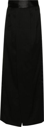 Maison Margiela pleat-detailing maxi skirt - women - Spandex/Elastane/Virgin Wool/Viscose/Cotton/Polyester - 40 - Black