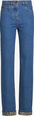 Etro Gerade Jeans mit hoher Taille und Paisley-Jacquard-Umschlag