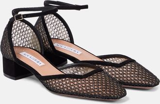Aquazzura Asha 35 suede-trimmed mesh pumps