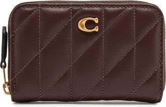 Coach Quilted Logo Leather Wallet - Brown - One Size