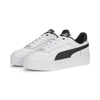 Puma Sneaker PUMA CARINA STREET, Damen, Gr. 40, schwarz-weiss (puma wei&szlig;, puma schwarz, puma silber), Leder, Synthetik, unifarben, Schuhe Sneaker