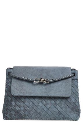 Bottega Veneta Andiamo Intrecciato Suede Messenger Bag in Cloudy Indigo at Nordstrom