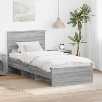 vidaXL Estructura De Cama Sonoma Gris 75 X 190 Cm Madera De Ingenier&iacute;a Vidaxl