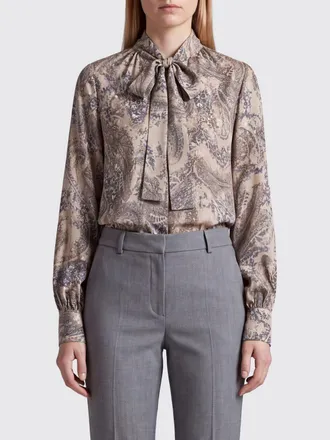 Liu Jo Ethnic Print Viscose Shirt with Pussy-Bow Collar