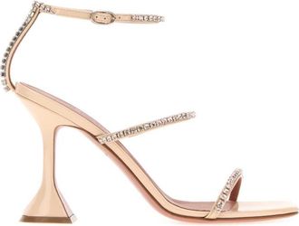 Amina Muaddi Pink Embellished Heels