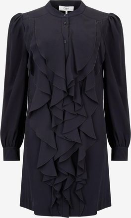 Chloé Mini-Hemdkleid aus Crêpe mit Rüschen