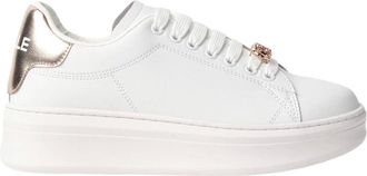 Ga&euml;lle Paris Schoenen, Dames, Wit, 36 EU, Leer, Witte en gouden leren sneakers