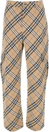 Burberry Beige Cargo Broek met Vintage Check - Heren - Straight fit broeken - Beige - M - Katoen - Broeken