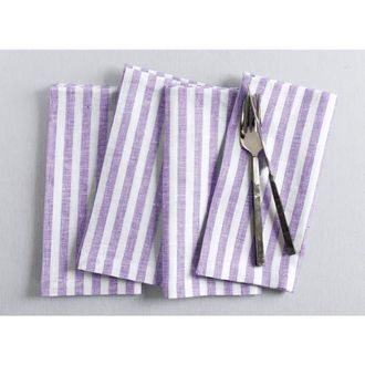 Solino Home Linen Dinner Napkins - Amalfi Stripe, 20 x 20 Inch in Violet And White at Nordstrom, Size Large