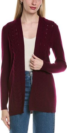 Sofiacashmere Braided Cable Wool & Cashmere-Blend Cardigan