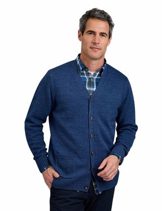 Tootal Mens Chunky Knit Wool Blend Cardigan Classic Button Up Style Navy 3XL