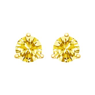 House of Brilliance 14K Gold 3-Prong Martini Set Yellow Lab Grown Diamond Solitaire Stud Earrings