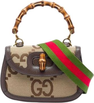 Gucci Pre-owned Bamboo 1947 - Dames - Vintage Handtas - Beige - ONE Size - Leer - Vintage